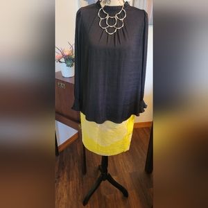 MAISON D'AMÉLIE PARIS ||  Black Longsleeve Top with Ruffle Collar - Women's L